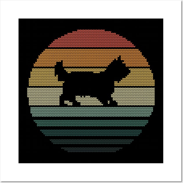 Christmas Yorkshire Terrier dog breed Sunset Retro Vintage 70s Funny Dog Lovers Wall Art by Presnall